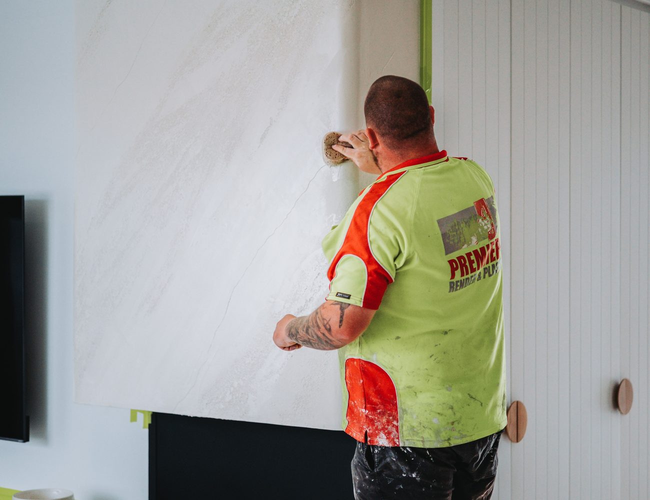 Venetian Plaster project — Living area, full height